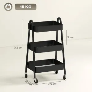 HOMCOM Třípatrový kuchyňský vozík