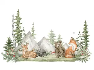 Samolepka na stenu LESNÉ ZVIERATKÁ Zvoľte rozmer: 112x70 cm
