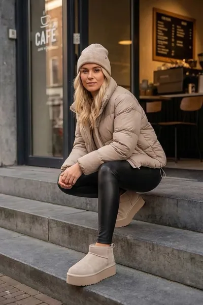 Dámske snehule z prírodného semišu béžové Mairene