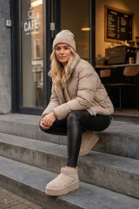 Dámske snehule z prírodného semišu béžové Mairene