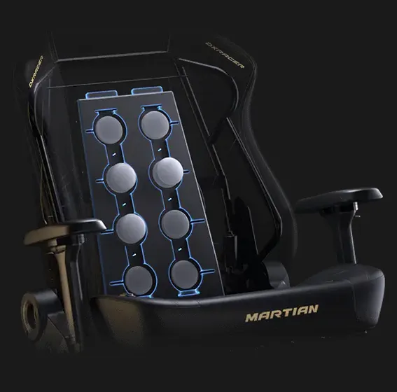 Herná stolička DXRacer MARTIAN XL Triangle s elektrickým ovládaním, masážou a ventiláciou, čierna