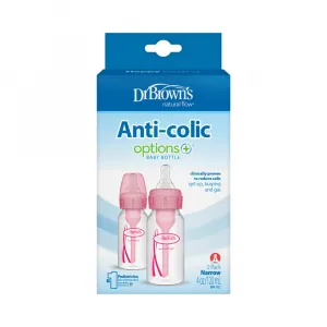 Dojčenská Antikoliková fľaša Options+ 120ml BPA FREE 2 ks, ružová (SB42305)