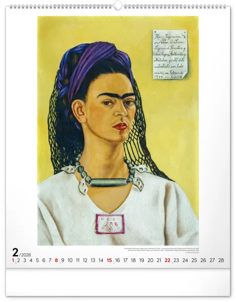 Nástenný kalendár Frida Kahlo 2026, 48 x 56 cm
