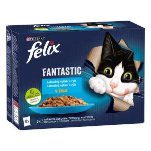 Felix Fantastic kapsičky pre mačky losos, platesa, tuniak, treska v želé 12×85 g