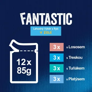 Felix Fantastic kapsičky pre mačky losos, platesa, tuniak, treska v želé 12×85 g