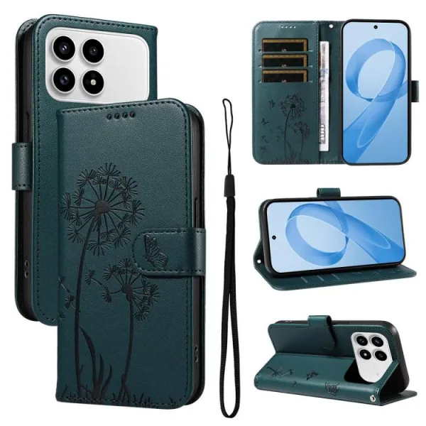 ART DANDELION Peňaženkové puzdro pre POCO F8 Pro tmavozelené