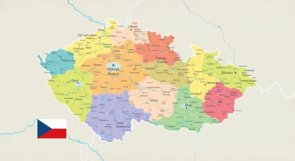 Obraz štýlová mapa Česka s vlajkou