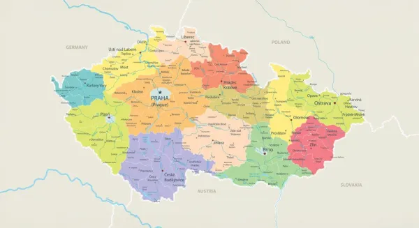 Obraz mapa Českej republiky