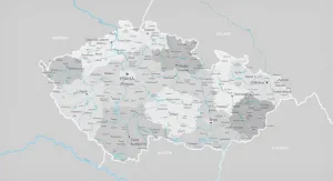 Obraz sivá mapa Česka s kontrastom