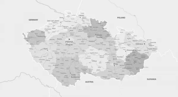 Obraz elegantná sivá mapa Česka