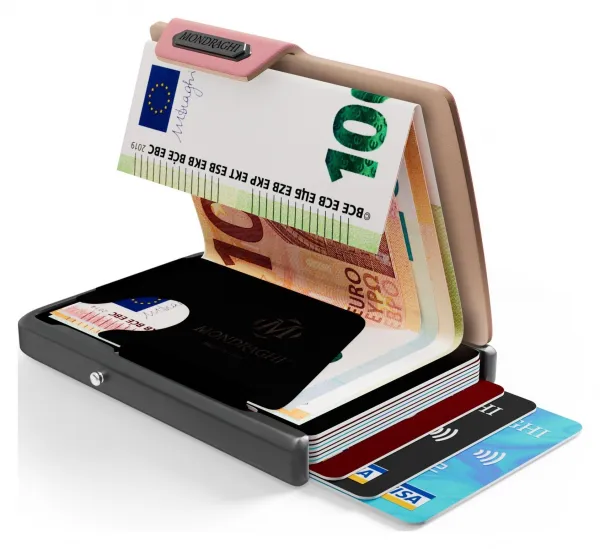 Kožená mini peňaženka Mondraghi Saffiano Pink