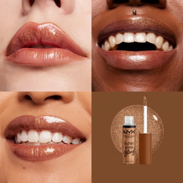 NYX Professional Makeup Butter Gloss Bling lesk na pery trblietavý odtieň 04 Pay Me In Gold 8 ml