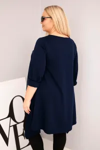 Kesi Tunika dámska Plus Size bavlnená s asymetrickým strihom modrá