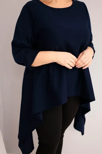 Kesi Tunika dámska Plus Size bavlnená s asymetrickým strihom modrá