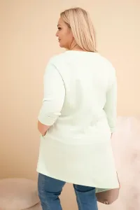 Kesi Włoski Dámska sukňa Plus Size z viskózy s voľným strihom a dlhým rukávom mätová