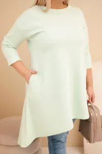 Kesi Włoski Dámska sukňa Plus Size z viskózy s voľným strihom a dlhým rukávom mätová