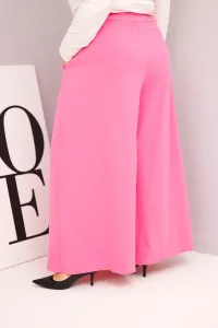 Kesi Włoski Dámske bavlnené nohavice Plus Size so širokými nohavicami a voľným strihom svetloružové