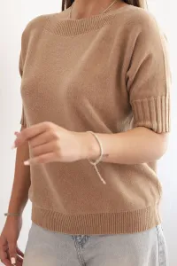Legínovo Dámsky viskózový sveter s krátkym rukávom fango Farba: Olivová, Veľkosť: UNI