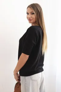 Legínovo Dámsky viskózový sveter s krátkym rukávom fango Farba: Olivová, Veľkosť: UNI