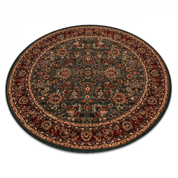 Koberec KASHQAI 4362 400 ornament, zelený / bordový kruh