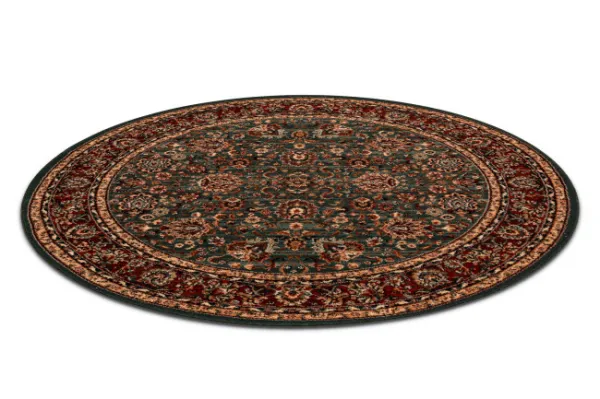 Koberec KASHQAI 4362 400 ornament, zelený / bordový kruh
