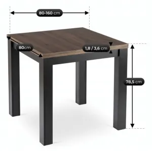 JAKS Rozkladací stôl Max čierny 80 - 160 cm orech