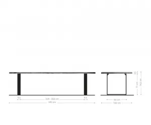 Jedálenský stôl Edge 300x100 Akácia hnedá Nerezová oceľ úzka