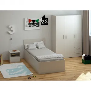 Posteľ s kovovým roštom a úložným priestorom, 90x200, kašmír, DOLI