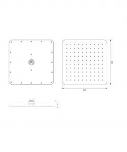 OMNIRES - SLIMLINE dažďová sprcha, 25 x 25 cm čierna mat /BLM/ WG225/OBL