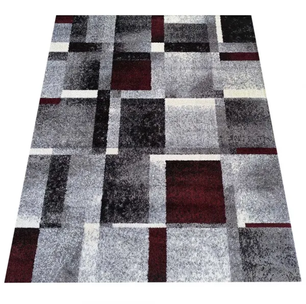 Koberecsgeometrickýmivzormivčerveno-sivejfarebnejkombináciiŠírka:80cm|Dĺžka:150cm67467_126436