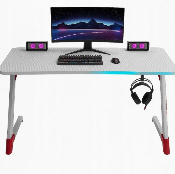 BielyhernýPCstôlsRGBLEDosvetlenímŠírka:120cm