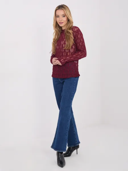 Čipkovaná blúzka v burgundy farbe