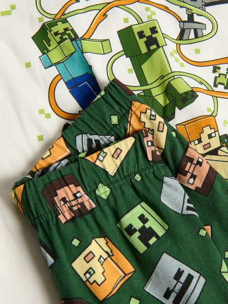 Reserved - Bavlnené pyžamo Minecraft - krémová