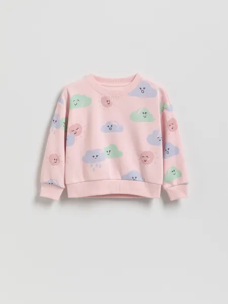 Reserved - Vzorovaná mikina - pastelová ružová