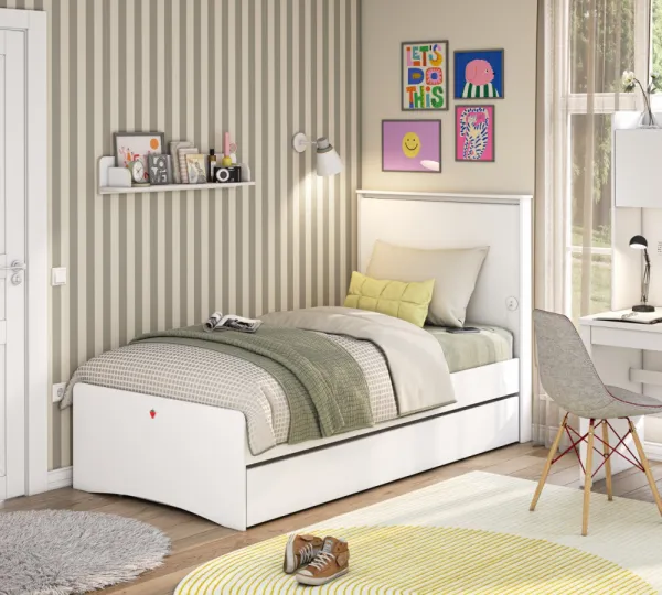 Študentská posteľ 100x200cm s usb vendella - biela