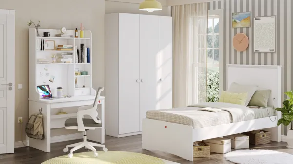 Študentská posteľ 100x200cm s usb vendella - biela