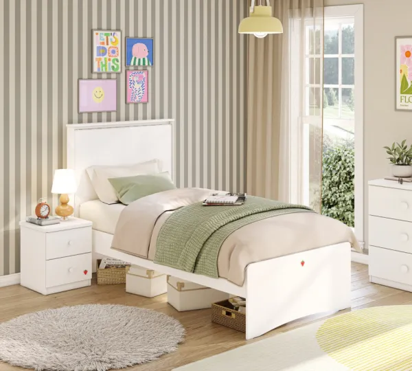 Študentská posteľ 100x200cm s usb vendella - biela