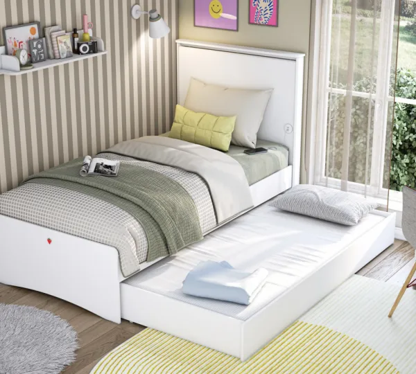 Študentská posteľ 100x200cm s usb vendella - biela