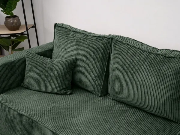 Tmavozelená rohová pohovka SMART COSARO, obojstranná + 2 vankúšiky ZADARMO