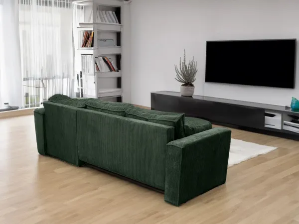 Tmavozelená rohová pohovka SMART COSARO, obojstranná + 2 vankúšiky ZADARMO