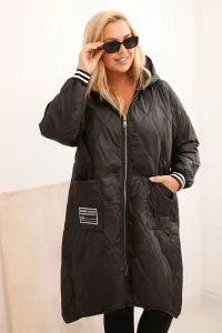 Legínovo Dámska bunda Plus Size prešívaná s kapucňou a športovými manžetami béžová Farba: Olivová, Veľkosť: UNI