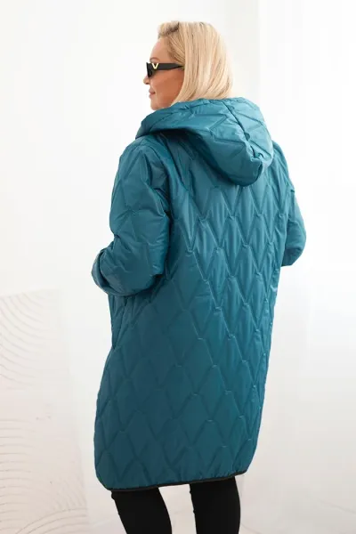 Legínovo Dámska bunda Plus Size prešívaná s kapucňou a športovými manžetami béžová Farba: Olivová, Veľkosť: UNI