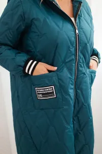 Legínovo Dámska bunda Plus Size prešívaná s kapucňou a športovými manžetami béžová Farba: Olivová, Veľkosť: UNI