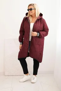 Legínovo Dámska bunda Plus Size prešívaná s kapucňou a športovými manžetami béžová Farba: Olivová, Veľkosť: UNI