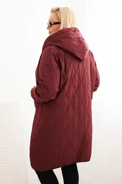 Legínovo Dámska bunda Plus Size prešívaná s kapucňou a športovými manžetami béžová Farba: Olivová, Veľkosť: UNI