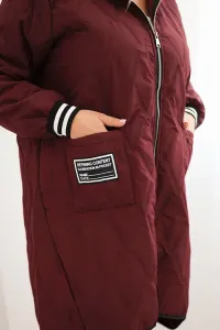 Legínovo Dámska bunda Plus Size prešívaná s kapucňou a športovými manžetami béžová Farba: Olivová, Veľkosť: UNI