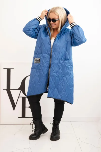 Legínovo Dámska bunda Plus Size prešívaná s kapucňou a športovými manžetami béžová Farba: Olivová, Veľkosť: UNI
