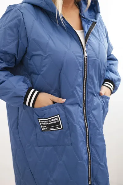 Legínovo Dámska bunda Plus Size prešívaná s kapucňou a športovými manžetami béžová Farba: Olivová, Veľkosť: UNI