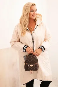 Legínovo Dámska bunda Plus Size prešívaná s kapucňou a športovými manžetami béžová Farba: Olivová, Veľkosť: UNI