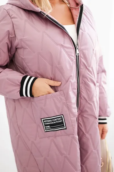 Legínovo Dámska bunda Plus Size prešívaná s kapucňou a športovými manžetami béžová Farba: Olivová, Veľkosť: UNI